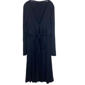 Ralph‎ Lauren Twist-Front Stretch Black Long Dress Sise Large